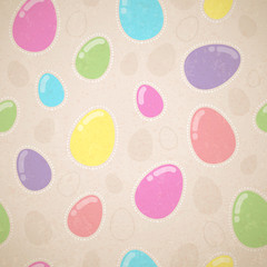Seamless vintage Easter pattern with eggs on beige background.