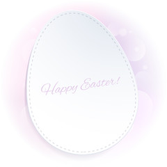 Simple pink Easter background with egg on a pale blurry back.