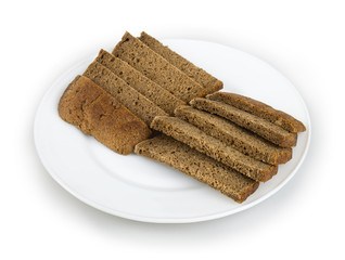 slice of bread on the plate on white background, isolated