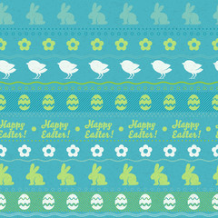 Seamless easter pattern with symbols - green color.
