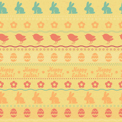 Seamless easter pattern with symbols - yellow color.