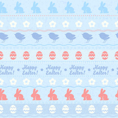 Seamless easter pattern with symbols - blue color