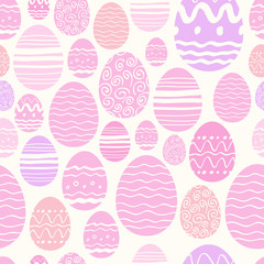 Seamless random easter eggs pattern in pink color.