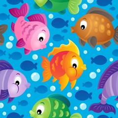 Naklejka na ściany i meble Fish theme seamless background 2