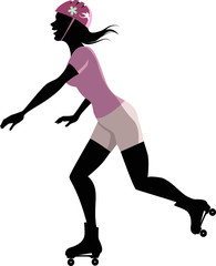 Roller skating woman silhouette