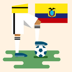 Ecuador, national soccer uniform and flag, flat design