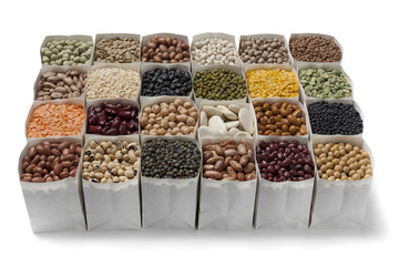 Variety of dried beans and lentils