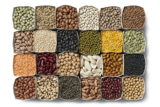 Variety of dried beans and lentils