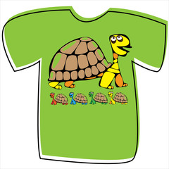 T-shirt with a turtle on white background
