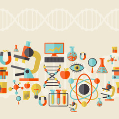 Science seamless pattern in flat design style.