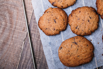 Homemade wholegrain cookies with chocolate