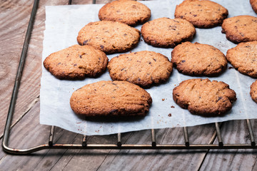 Homemade wholegrain cookies with chocolate