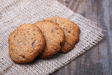 Homemade wholegrain cookies with chocolate
