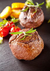 Fresh beef steak with grilled vegetable