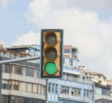 Traffic light in urban city center