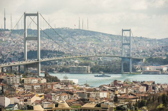 View of Bosphorus suspension bridge in Istanbul