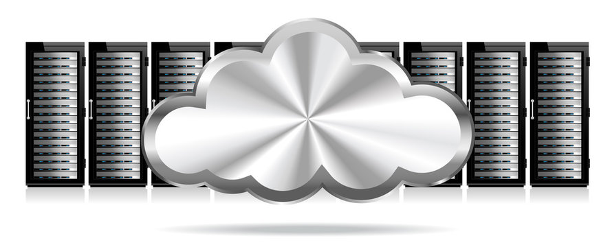 Row of Network Servers with Cloud Icon