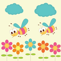 Cute baby background with bees