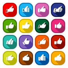 Thumbs up, set colored buttons