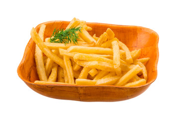 French fries on white background