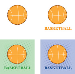 Abstract Basketballs With Text.Flat Design. Collection Set
