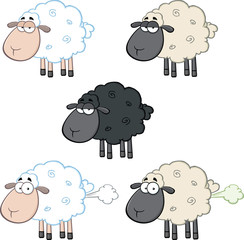 Fototapeta premium Funny Sheep Cartoon Mascot Characters 1. Collection Set