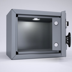 Opened metal safe