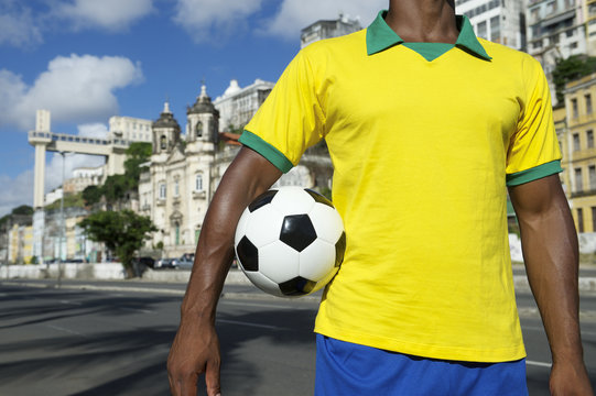 Brazilian Soccer Football Player Wearing Brazil Shirt Salvador
