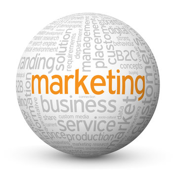 "MARKETING" Tag Cloud Globe (advertising e-mail online strategy)