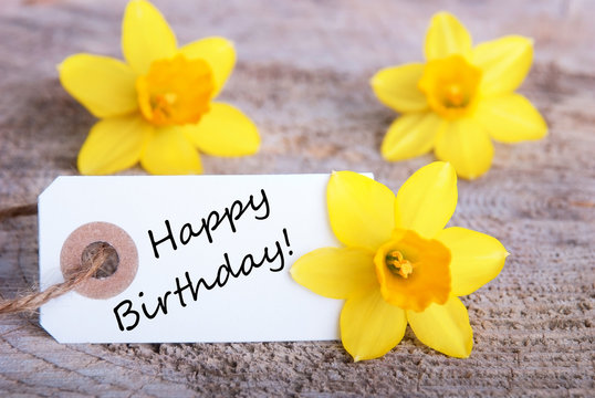 Label with happy Birthday