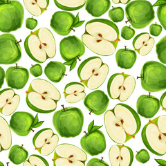 Seamless apple fruit sliced pattern