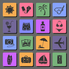 Vacation and travel flat icons