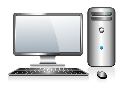 Computer with Monitor Keyboard and Mouse