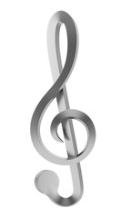 metallic treble clef isolated on white background