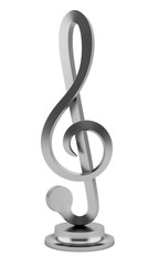 Obraz premium metallic treble clef statuette isolated on white background