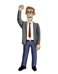 Businessman success hand up