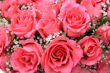 Pink roses in a bridal arrangement