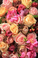 Pastel roses wedding arrangement