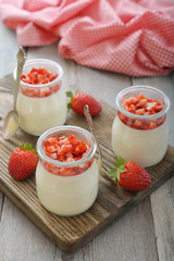 Panna cotta with fresh strawberry