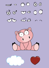 pig baby cartoon set vector