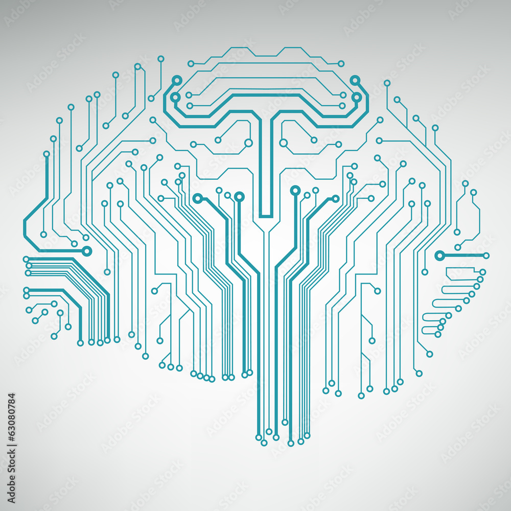 Poster Circuit board computer style brain vector technology background