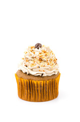 Coffee cupcake isolated white background