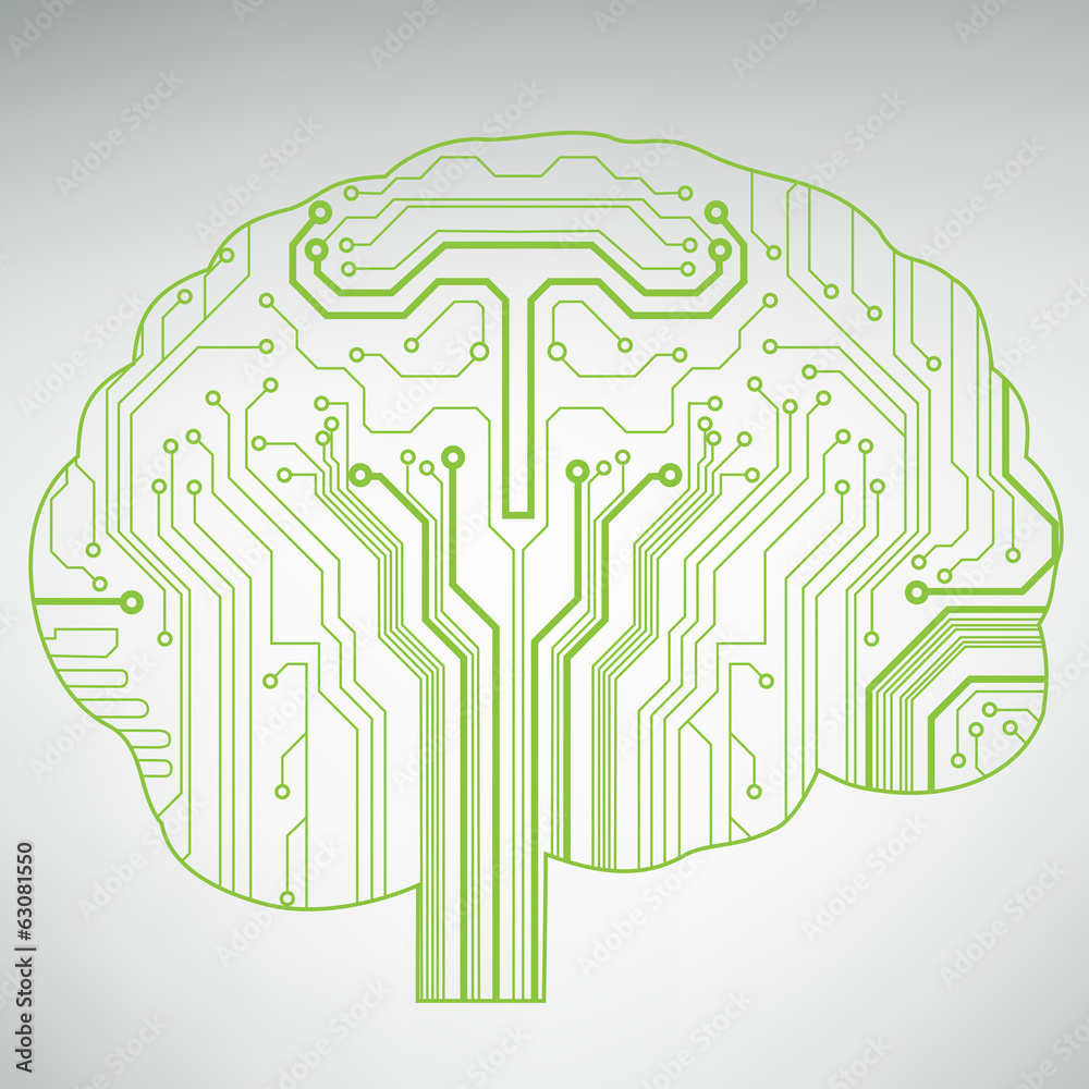 Poster Circuit board computer style brain vector technology background