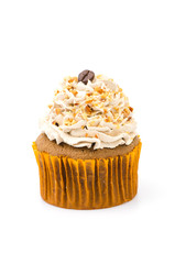 Coffee cupcake isolated white background
