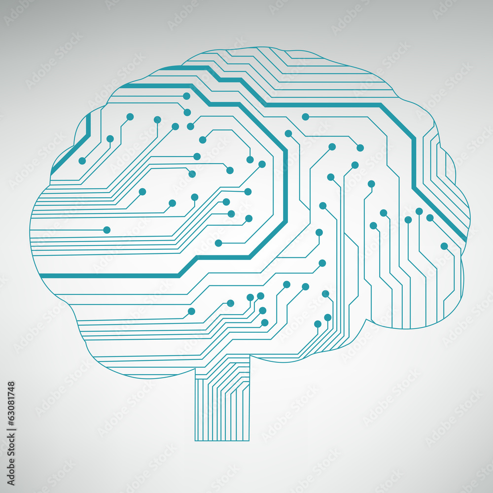 Aufkleber Circuit board computer style brain vector technology background