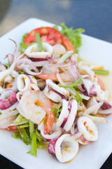 Tropical Thai spicy and sour seafood salad