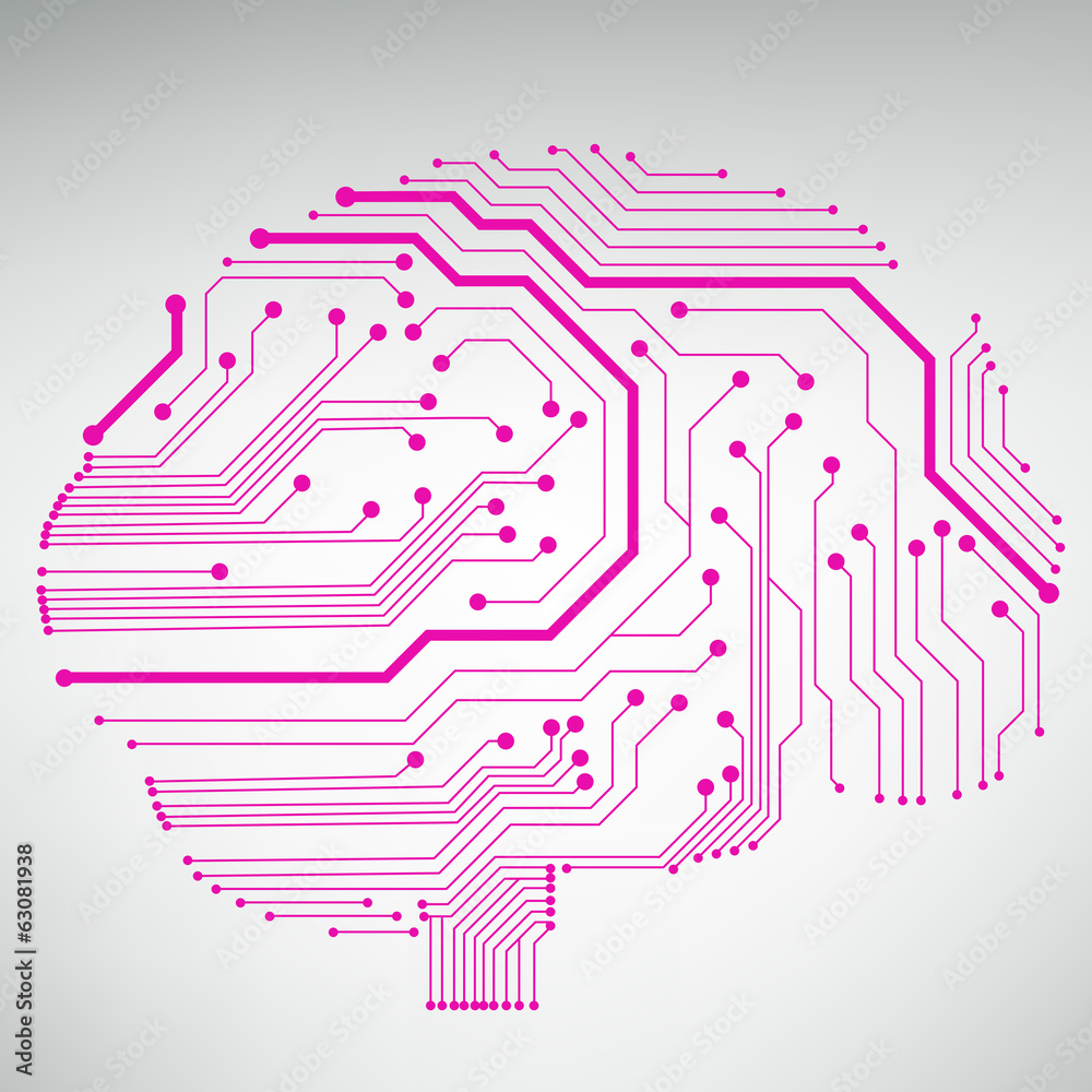 Poster Circuit board computer style brain vector technology background