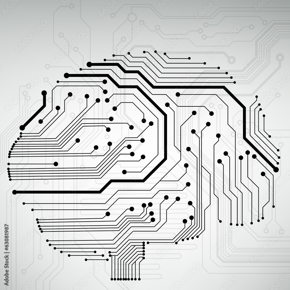 Leinwandbilder circuit board computer style brain vector technology background
