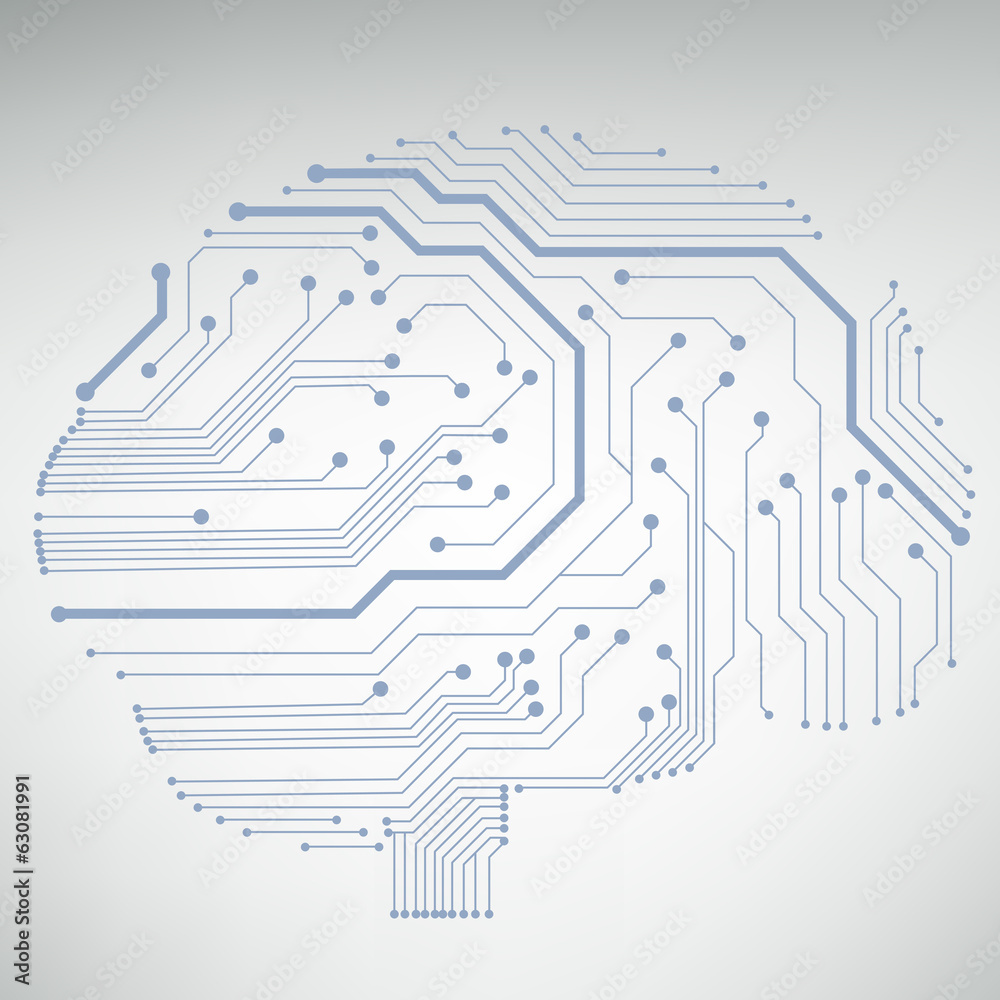 Poster Circuit board computer style brain vector technology background