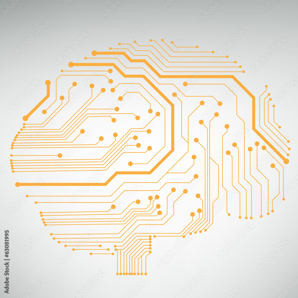 Fototapete circuit board computer style brain vector technology background